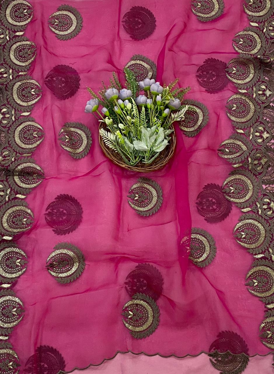 238D Pure Organza Hot Pink Suit Fabric/ CKC Partywear Collection