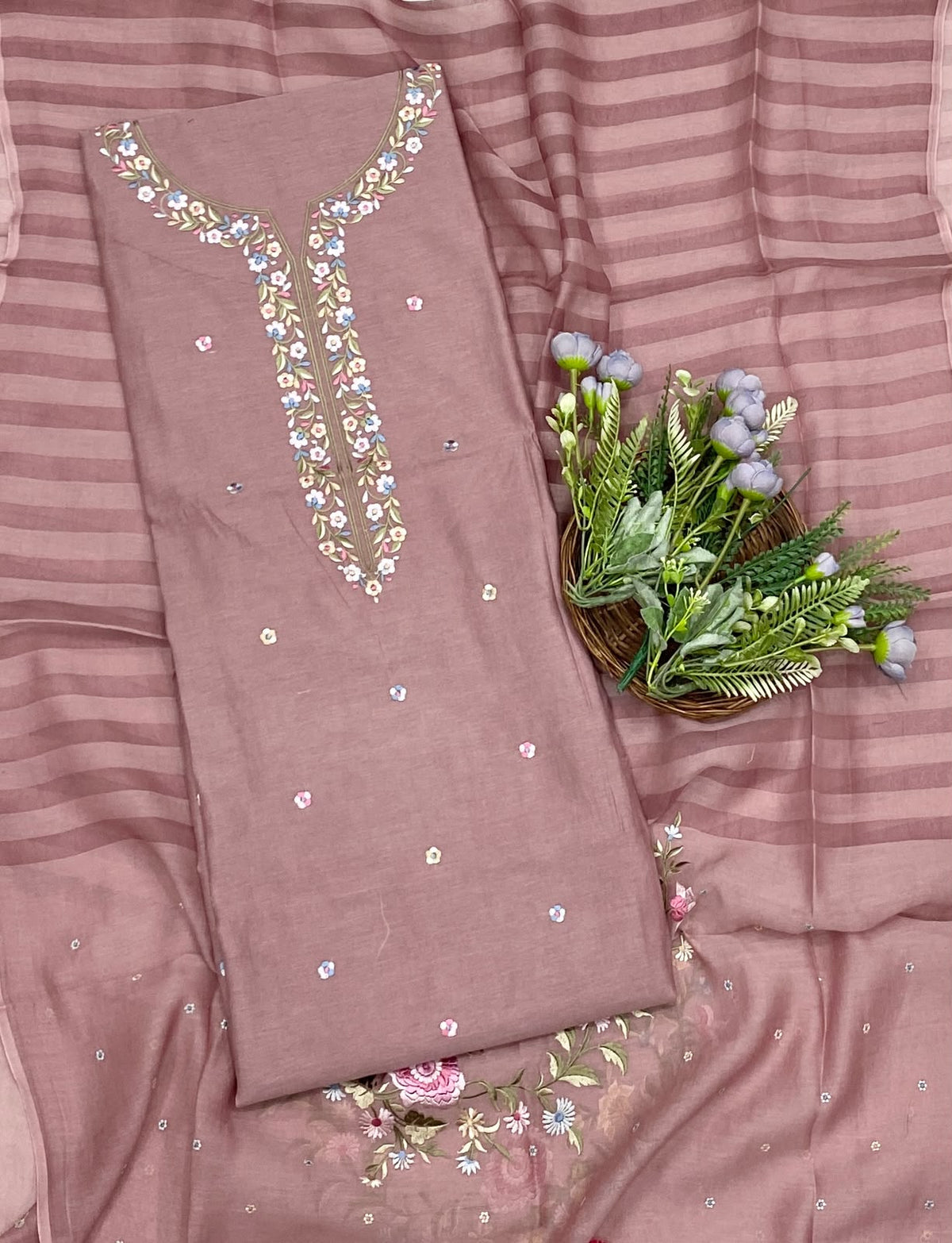 430D Pure Mul Cotton Dusty Pink Suit Fabric / CKC Mul Cotton
