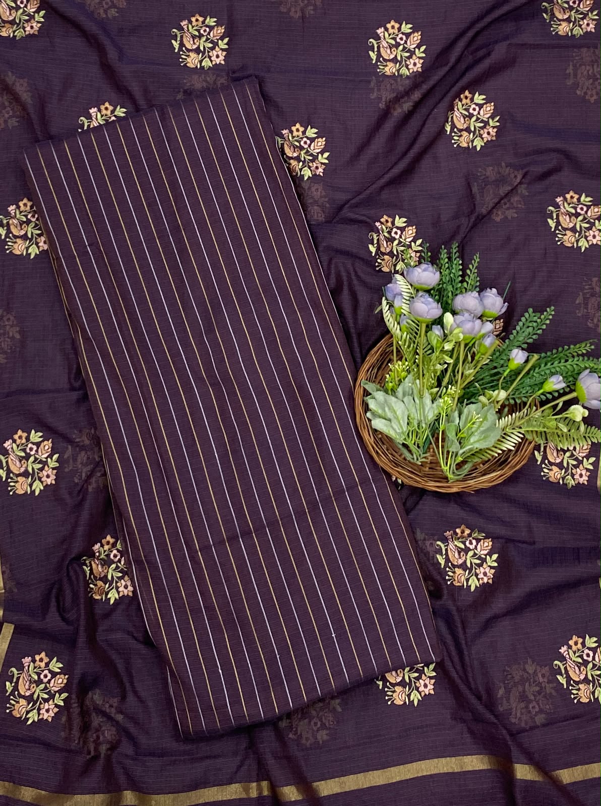 407D Pure Kotta Doria Purple Suit Fabric/ CKC Mul Cotton