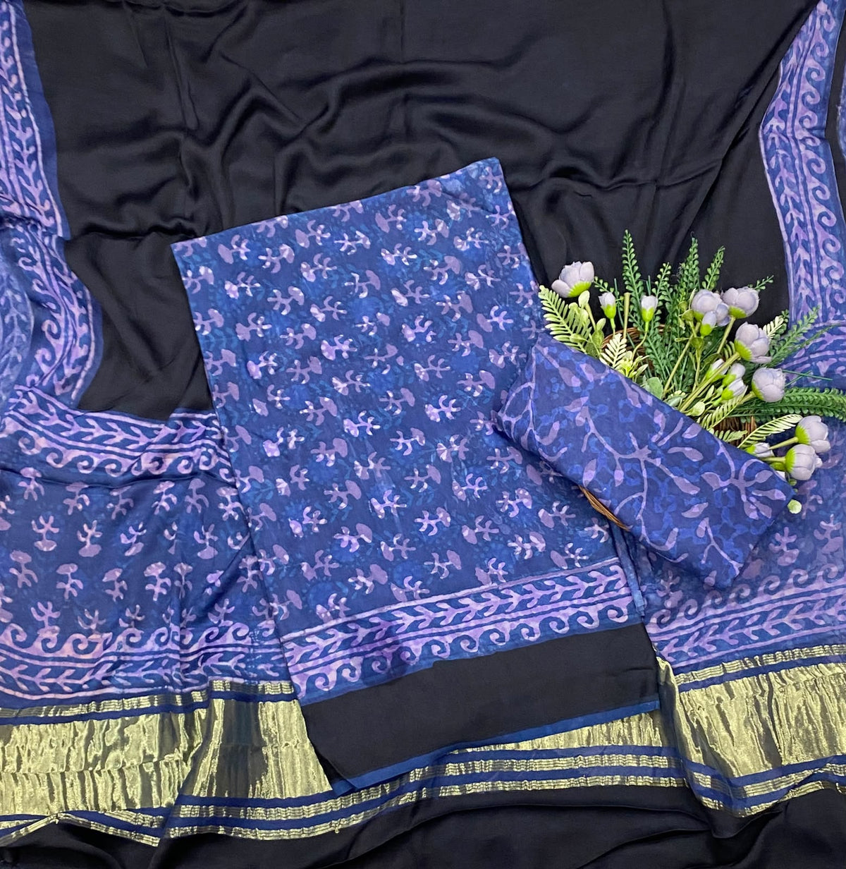 437D Modal Silk Blue Suit Fabric / CKC Jaipuri Suits
