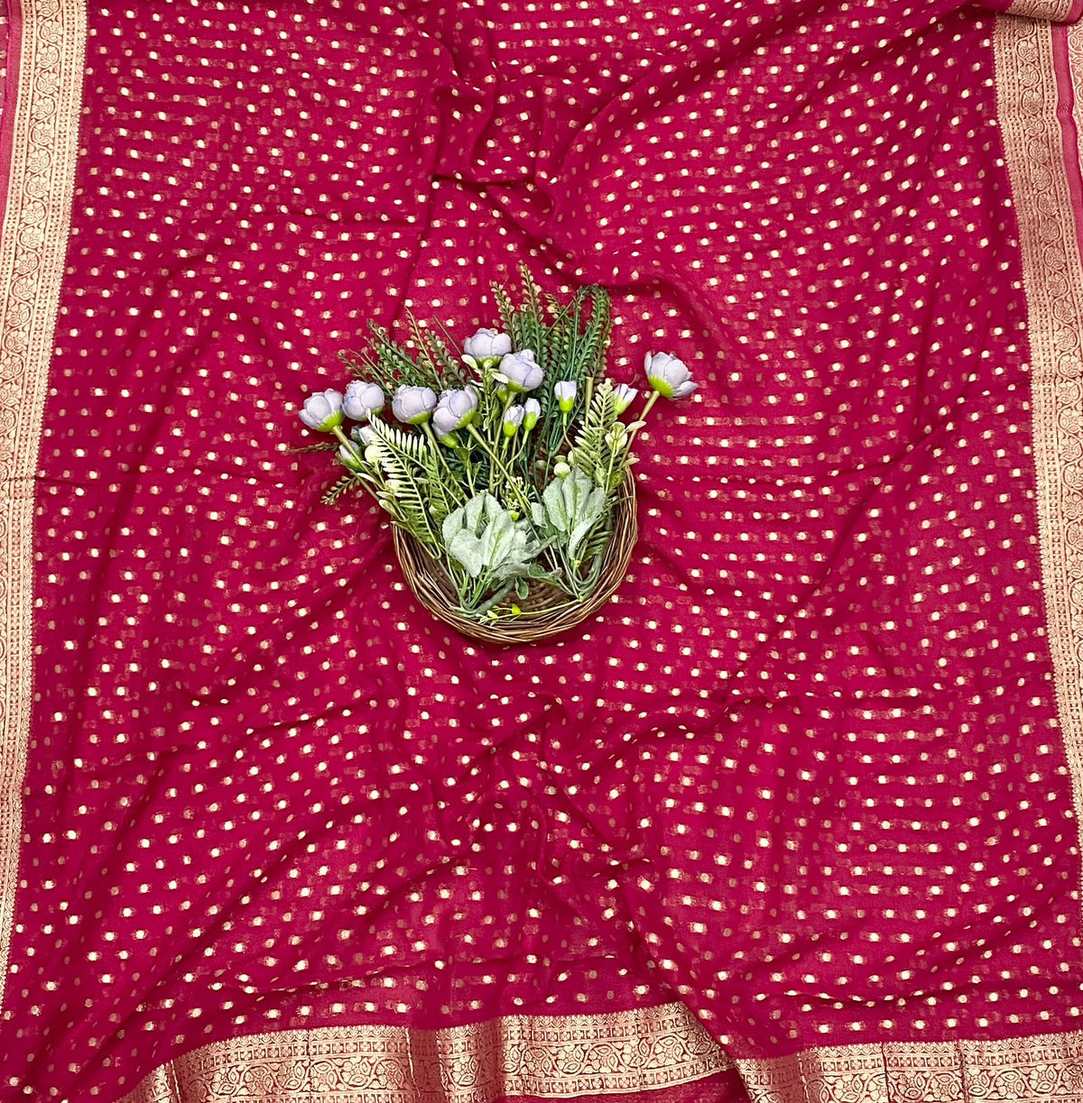 474D Banarasi Georgette Hot Pink Suit Fabric / CKC Banarasi Edit