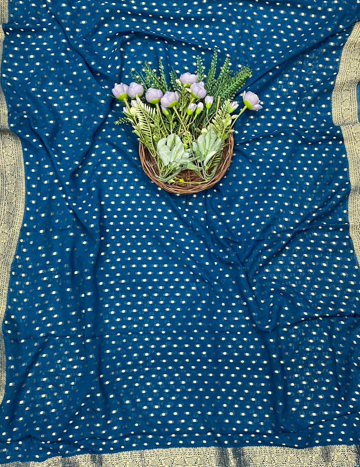 473D Banarasi Georgette Navy Blue Suit Fabric / CKC Banarasi Edit