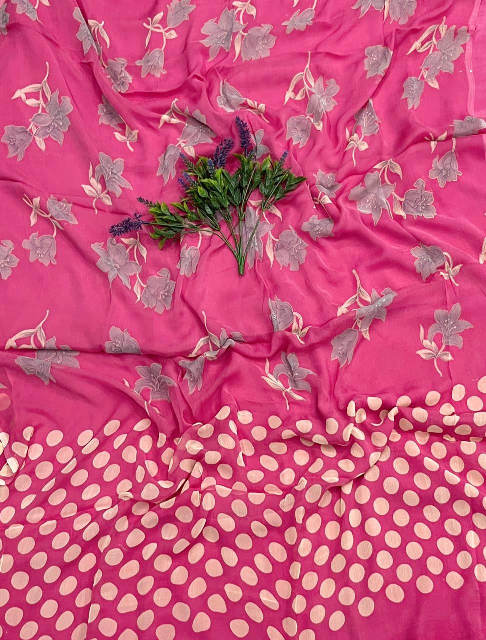 468D Crepe Polka Dark Pink Suit Fabric/ CKC Polka Story