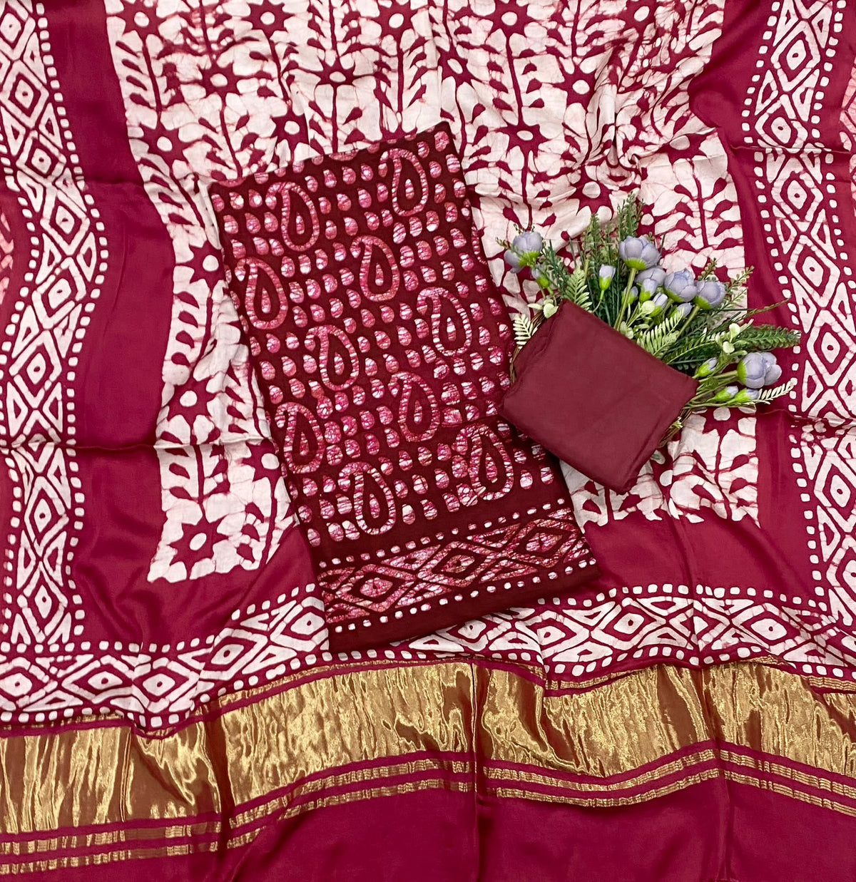 541D Modal Silk Dark Red Suit Fabric / CKC Jaipuri Suits