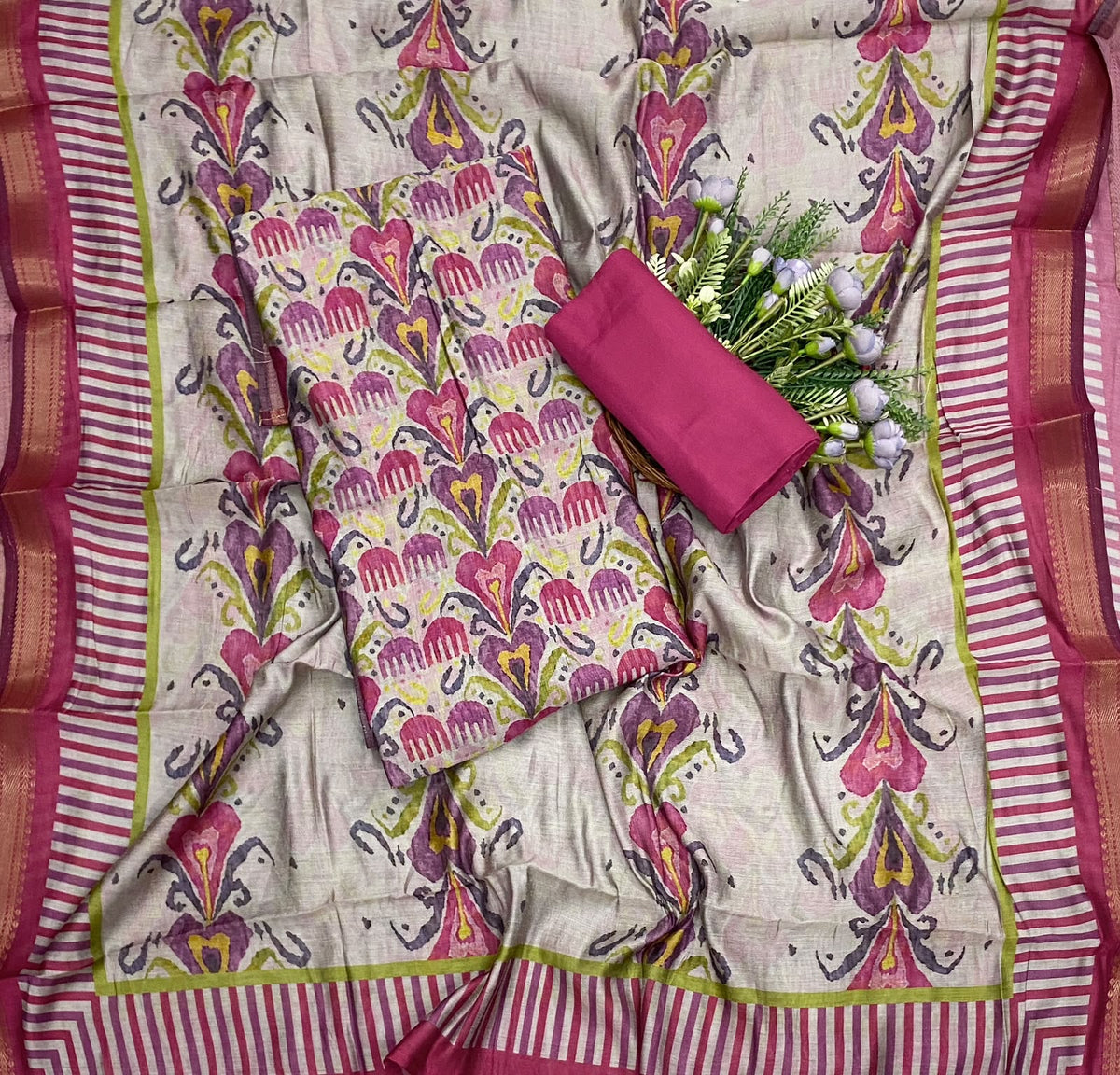 528D Maheshwari Pink Suit Fabric / CKC Maheshwari Suits