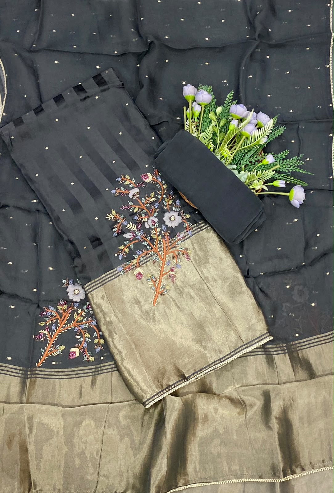 850D Slub Crepe Black Suit Fabric / CKC Partywear Collection
