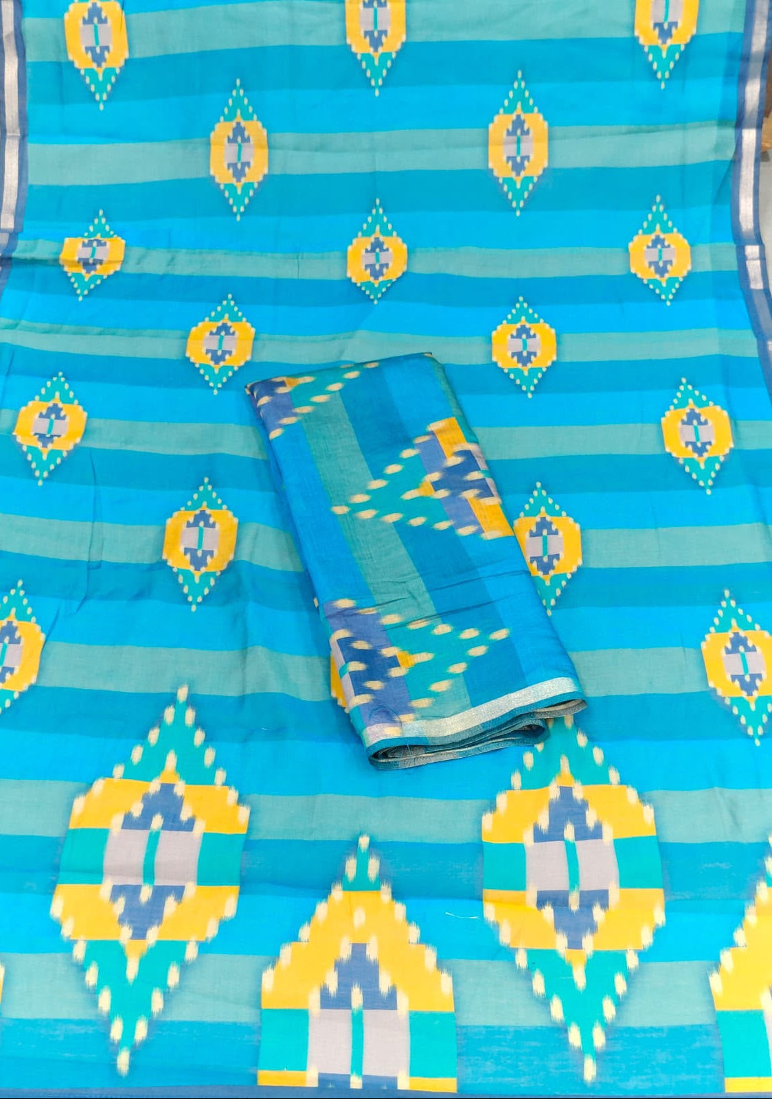 Maheshwari Blue Suit Fabric / CKC Maheshwari Suits