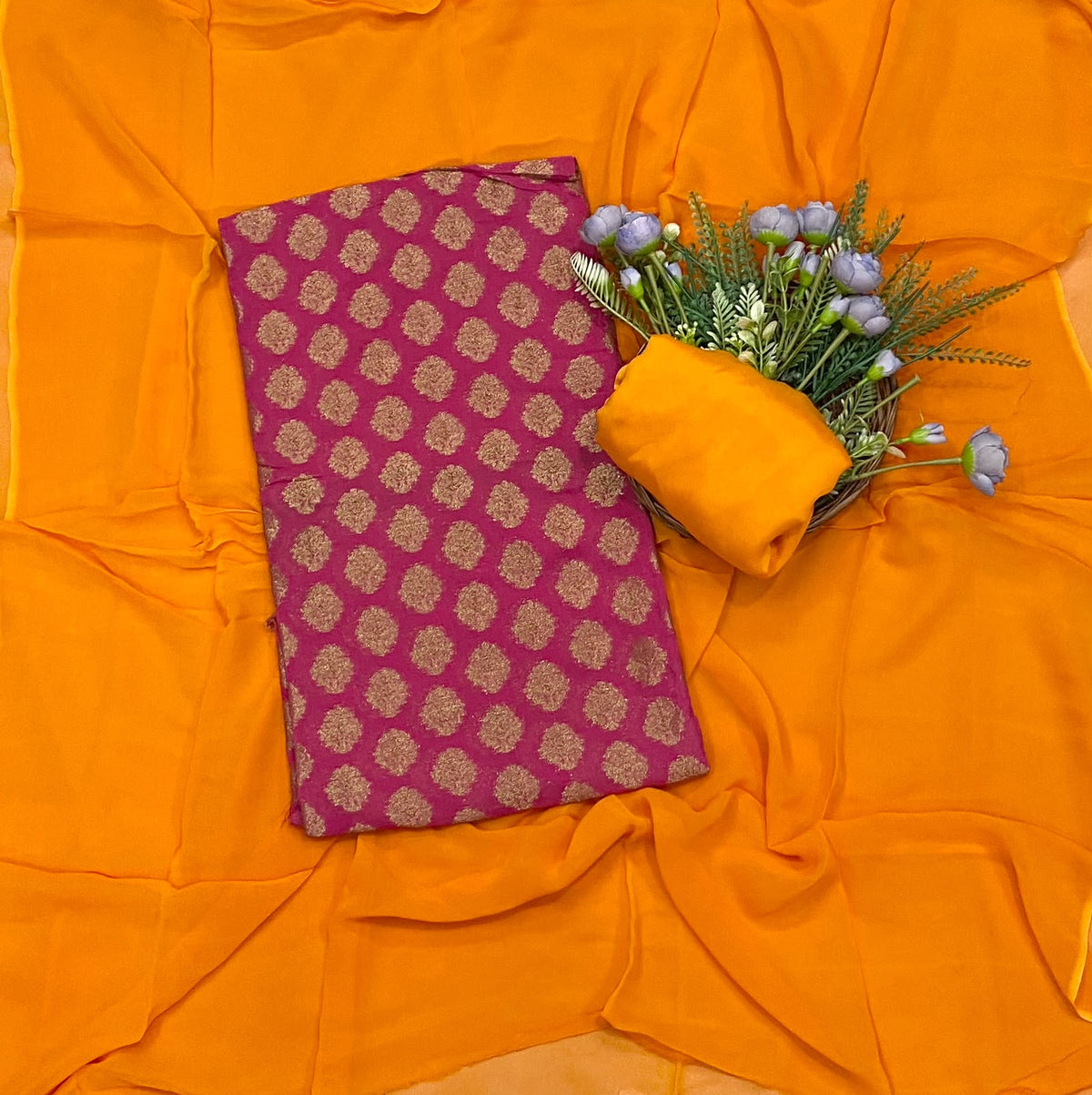 Banarasi Georgette Magenta Suit Fabric / CKC Banarasi Edit
