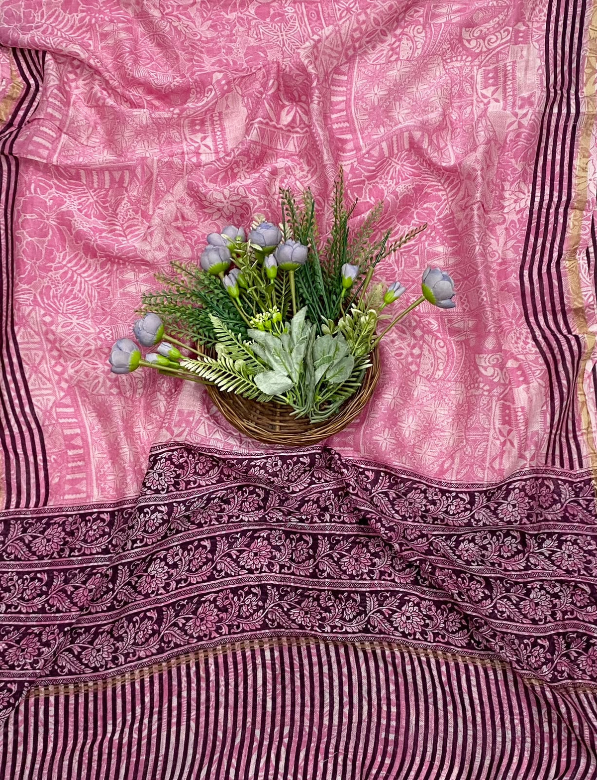 Pure Maheshwari Pink Suit Fabric / CKC Maheshwari Suits