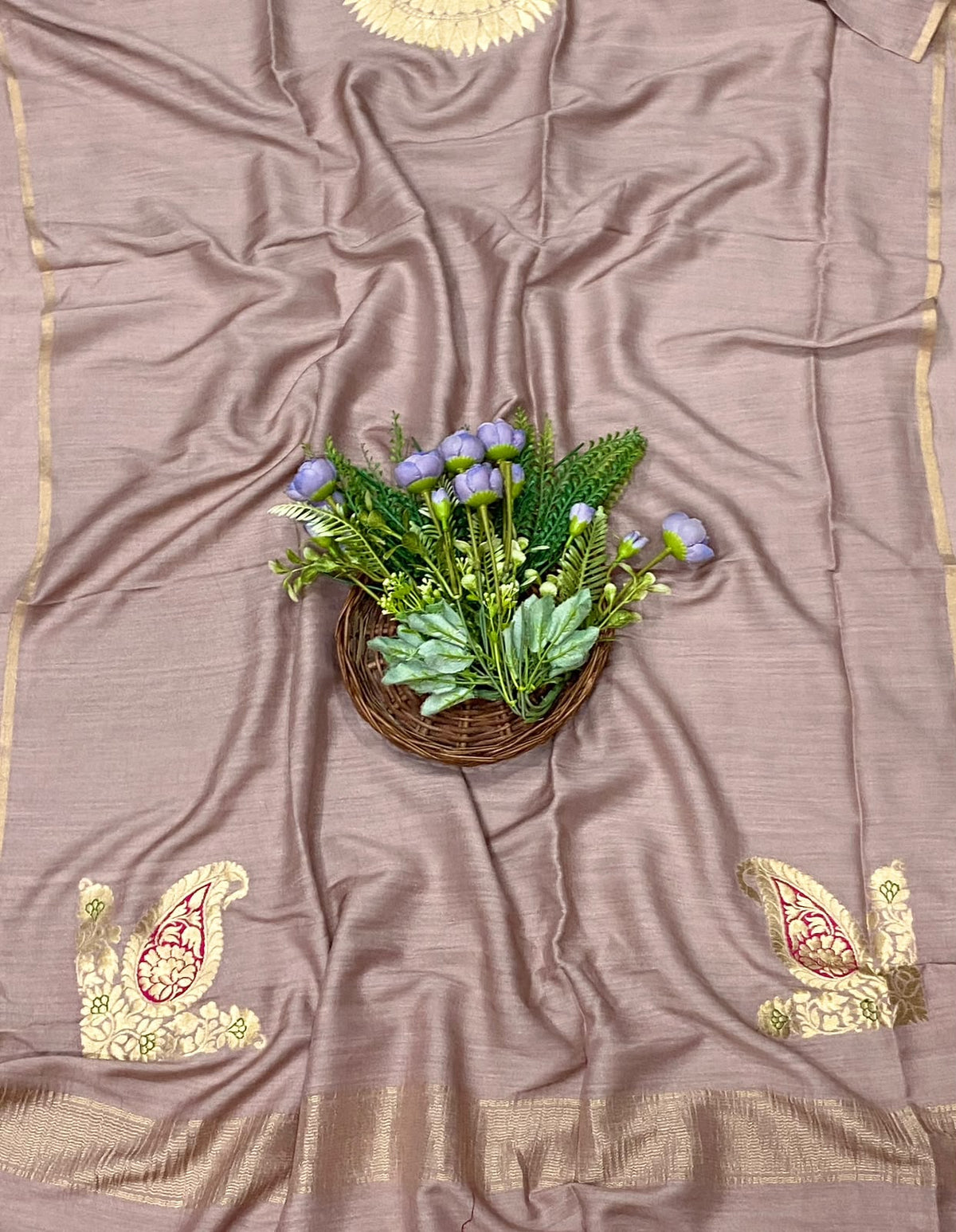 956D Pure Munga Silk Beige Suit Fabric / CKC Banarasi Edit