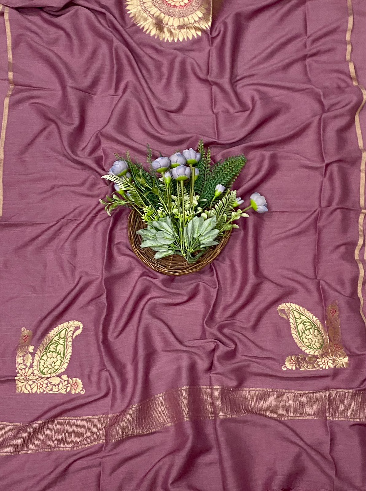 953D Pure Munga Silk Dusty Lilac Suit Fabric / CKC Banarasi Edit