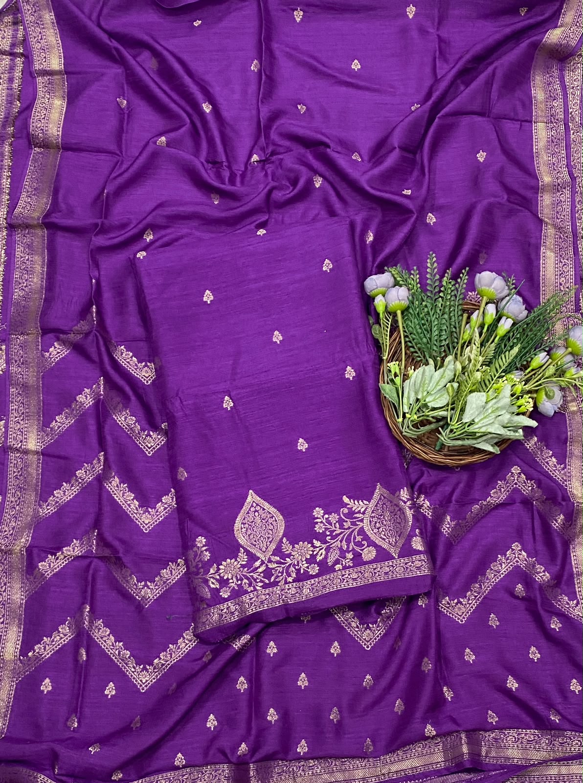 921D Banarasi Silk Dark Purple Suit Fabric / CKC Banarasi Edit