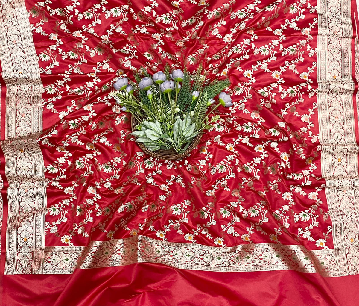 976D Banarasi Silk Red Suit Fabric / CKC Banarasi Edit