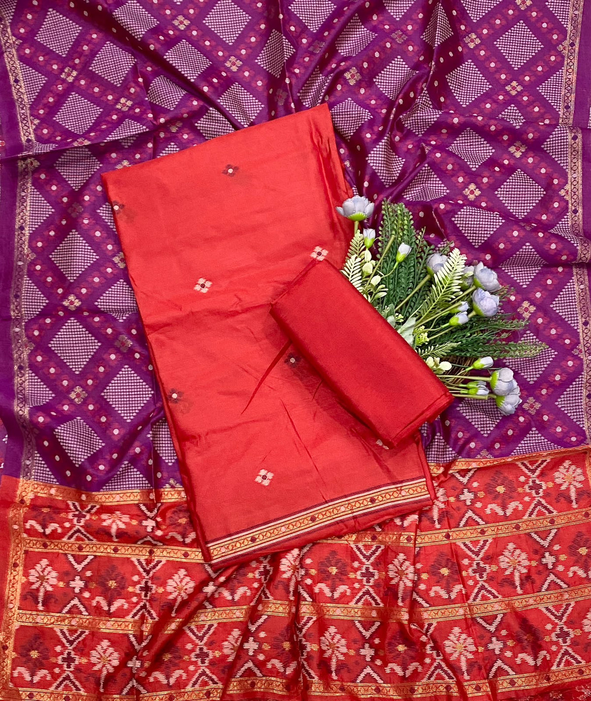 971D Jamdani Red Suit Fabric / CKC Jamdani Suits