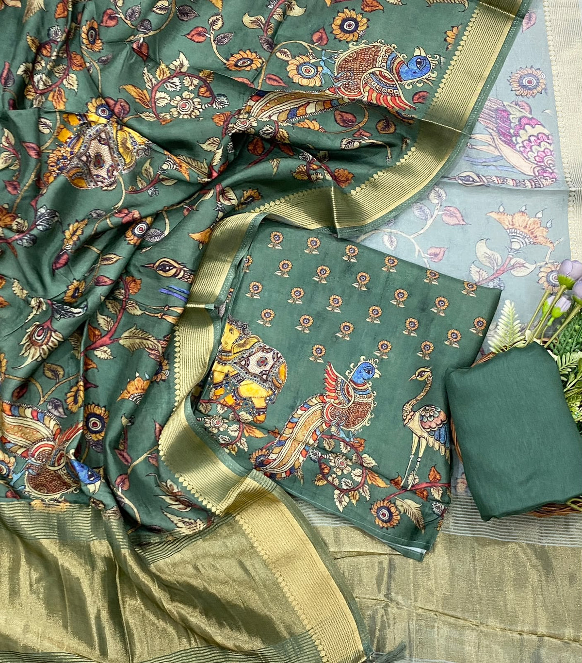 999D GREEN SILK SUIT FABRIC / CKC SILK SUITS