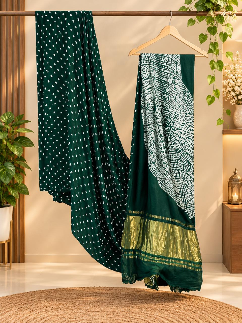 37E Modal Silk Dark Green Saree / CKC Sarees