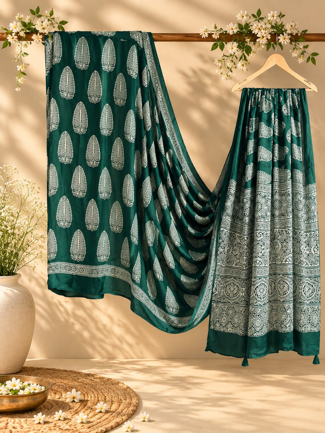 25E Modal Silk Dark Green Saree / CKC Sarees