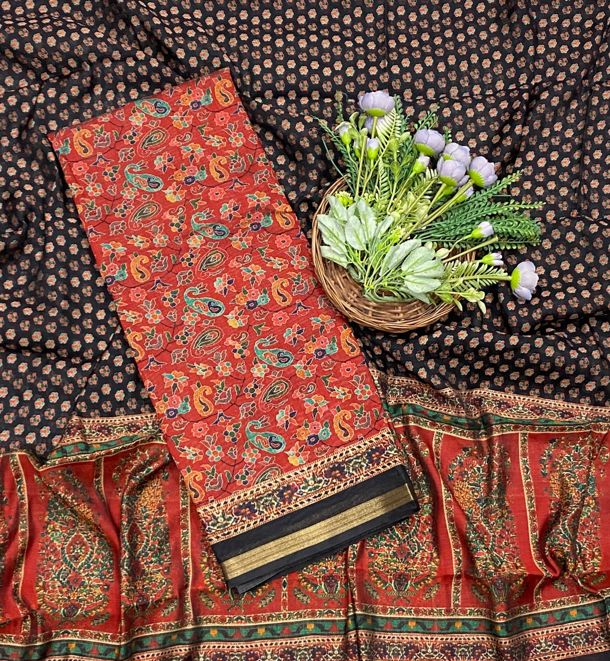 61E Maheshwari Red Suit Fabric / CKC Maheshwari Suits