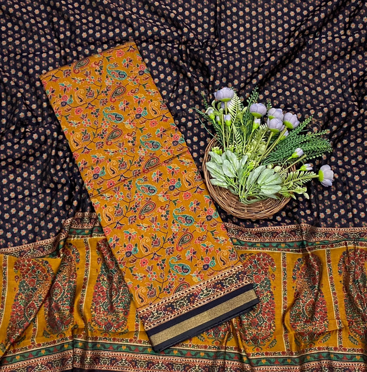62E Maheshwari Mustard Suit Fabric / CKC Maheshwari Suits