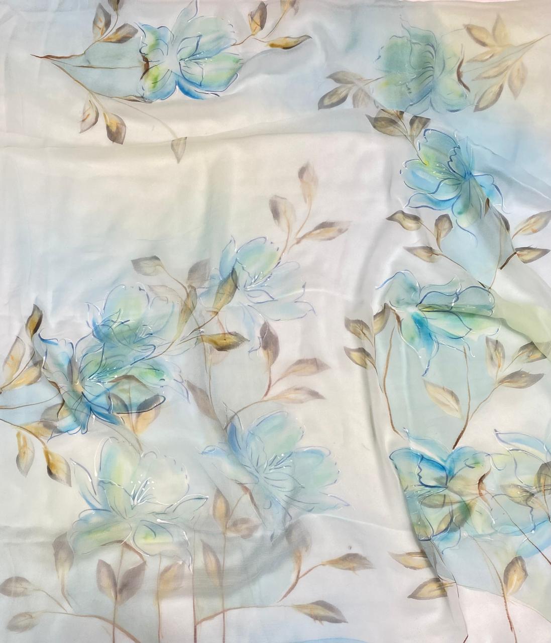 Muslin Cream With Blue Suit Fabric / Muslin Suits