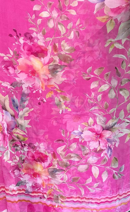 Chinon Pink Suit Fabric / Phoolon Ka Ghar