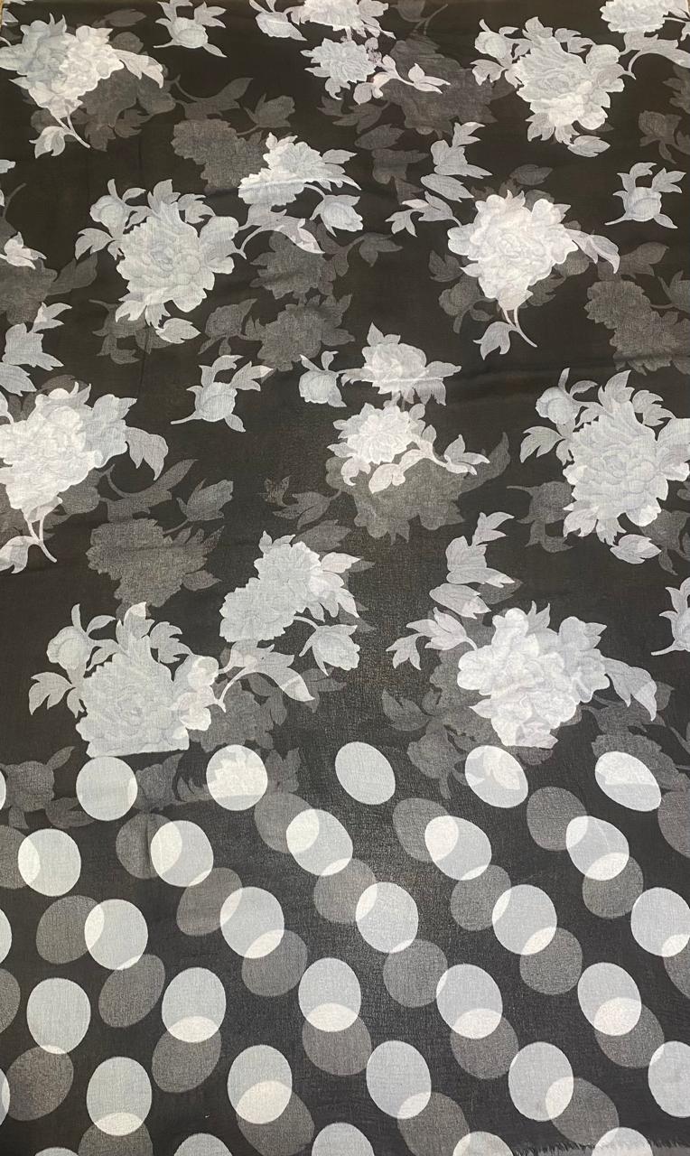 Crepe Polka Black Suit Fabric/ Polka Story