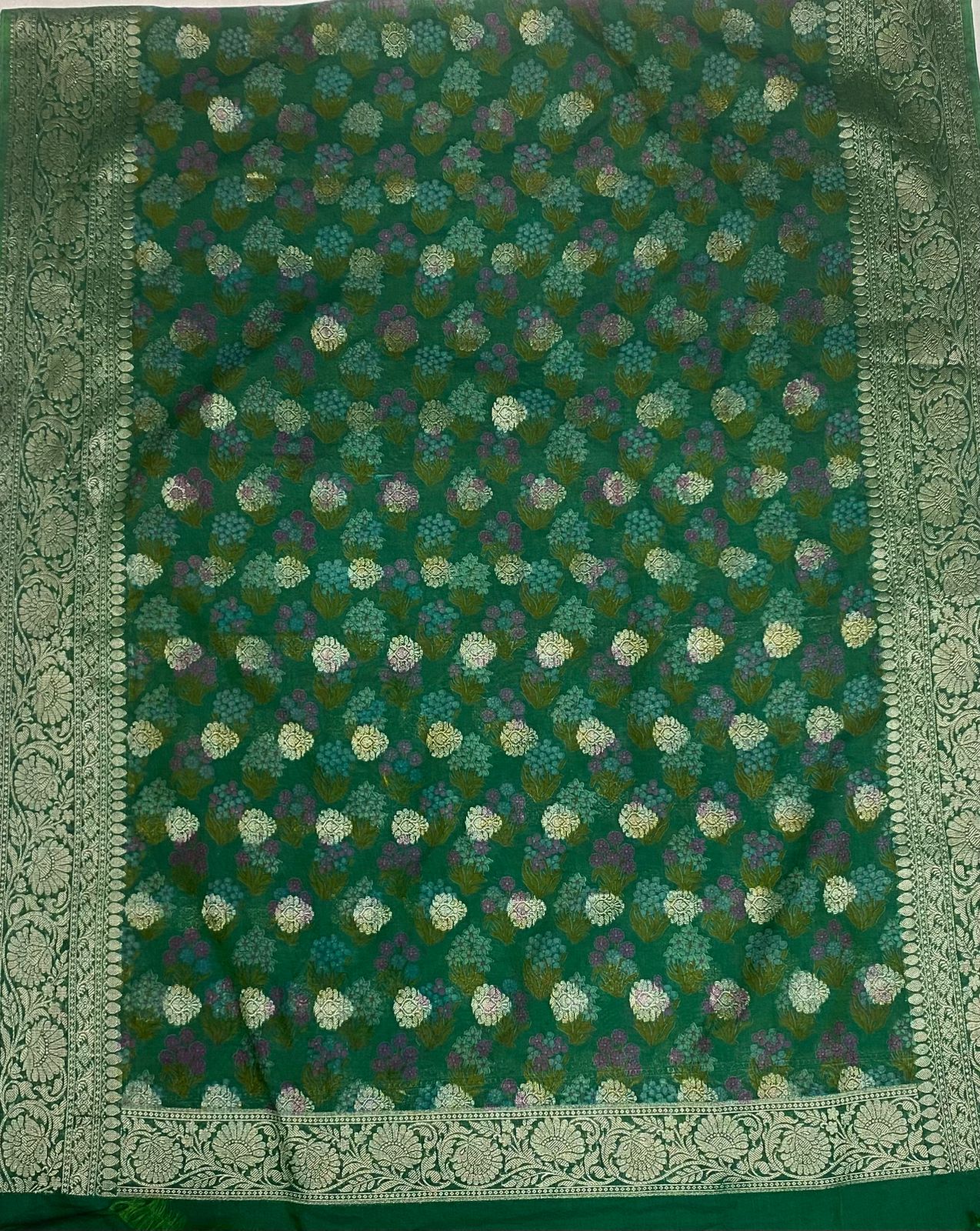 Pure Maheshwari Green Suit Fabric / Festive Vibe