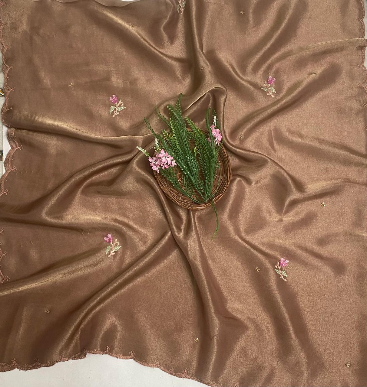 Shimmer Brown Suit Fabric/ Karwachauth Collection
