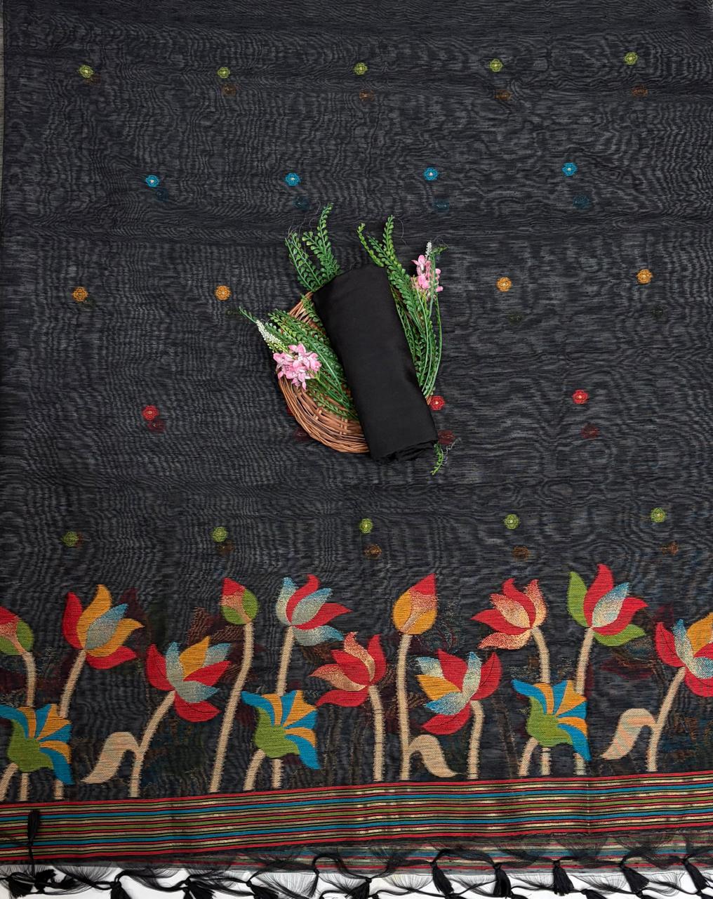 Jamdani Black Suit Fabric / Jamdani Suits