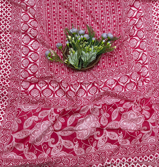 CKC 17B Cotton Red Magenta Suit Fabric / CKC Cotton Bazaar