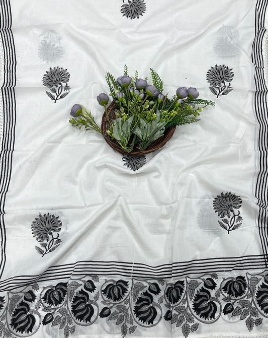 18B Cotton White With Black Suit Fabric / CKC Cotton Bazaar