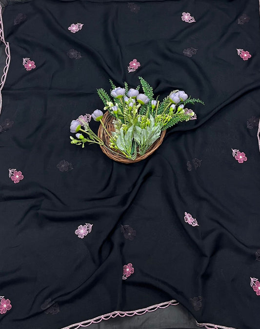 3B Organza Black Suit Fabric/ CKC Partywear Collection