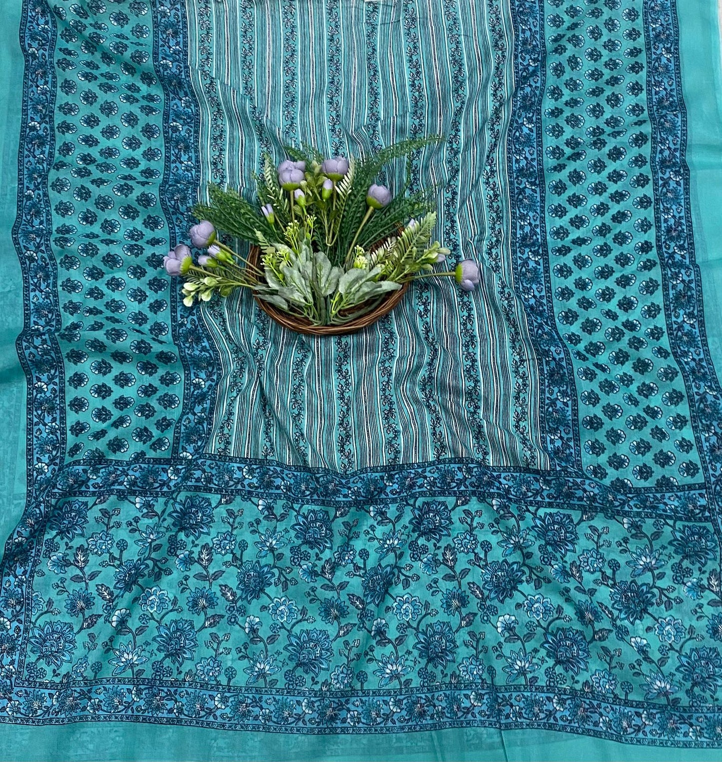70B Cotton Dusty Sky Blue Color Suit Fabric / CKC Cotton Bazaar