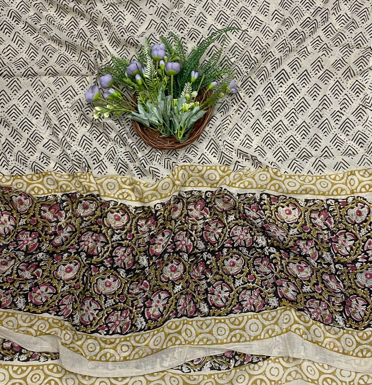 59B Cotton Black With Cream Color Suit Fabric / CKC Cotton Bazaar