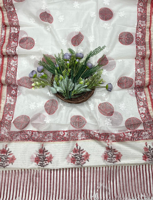 45B Mul Red Color Suit Fabric / CKC Mul Cotton