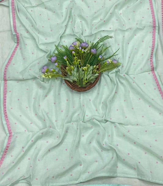 179B Mul Cotton Light Green Color Suit Fabric / CKC Mul Cotton