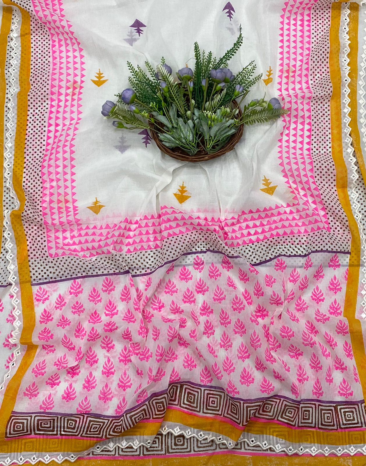CKC 300B Cotton Pink and white Suit Fabric / CKC Cotton Bazaar