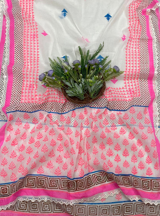 CKC 301B Cotton Pink and white Suit Fabric / CKC Cotton Bazaar