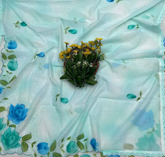 Ckc 296 Mul Chanderi Light Blue Suit Fabric/ CKC Mul Cotton