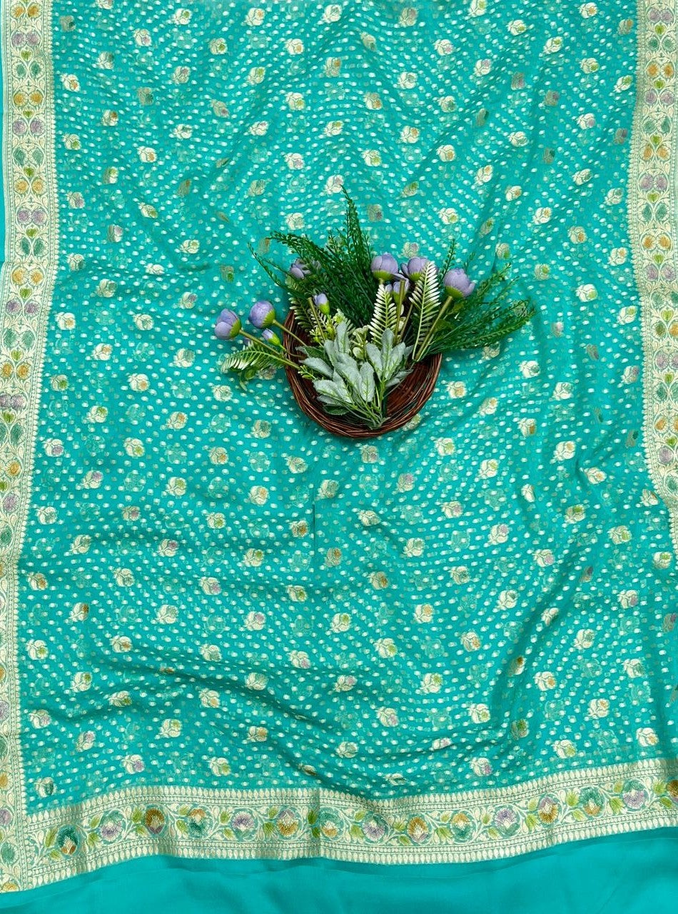 440B Pure Khaddi Silk Sea Green Suit Fabric / CKC Banarasi Edit