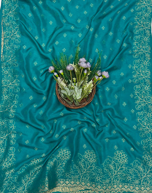 390C Crepe Sea Blue Suit Fabric/ CKC Partywear Collection
