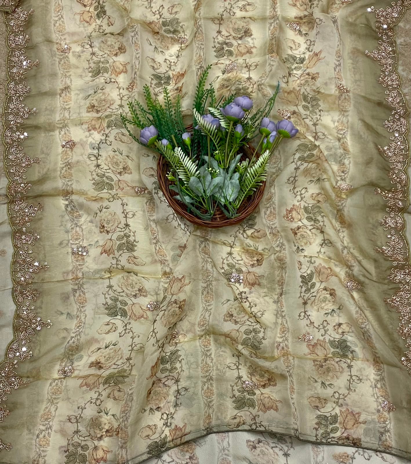 350C Banarasi Shimmer Skin With Dusty Mehndi Green Suit Fabric / CKC Banarasi Edit