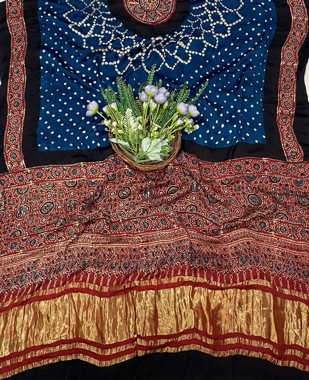 527C Pure Modal Red With Navy Blue Suit Fabric / CKC Jaipuri Suits
