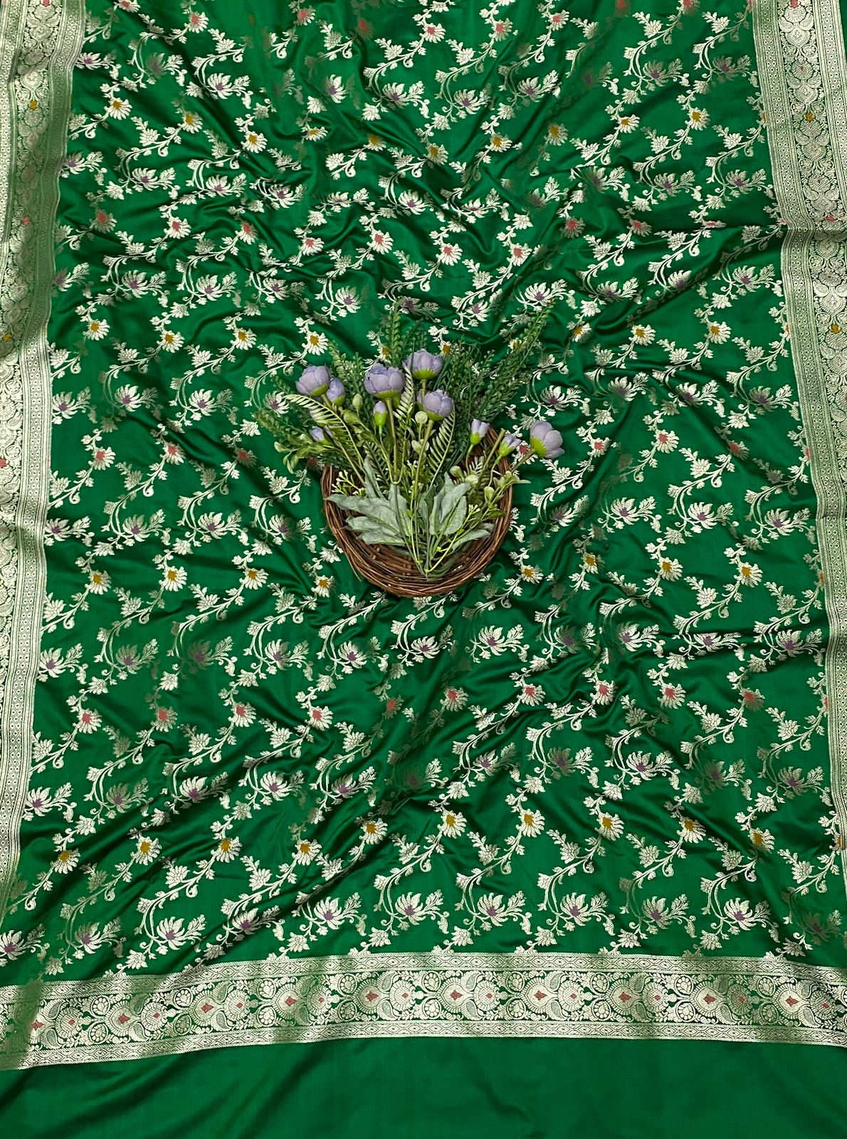 654C Banarasi Silk Dark Green Suit Fabric / CKC Banarasi Edit