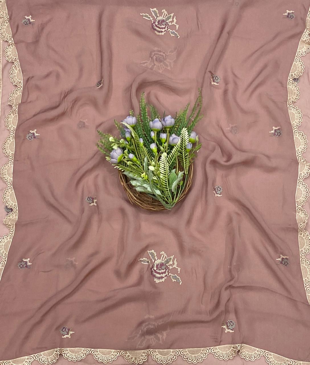 667C Organza Nude Pink suits Fabric/ CKC Partywear Collection