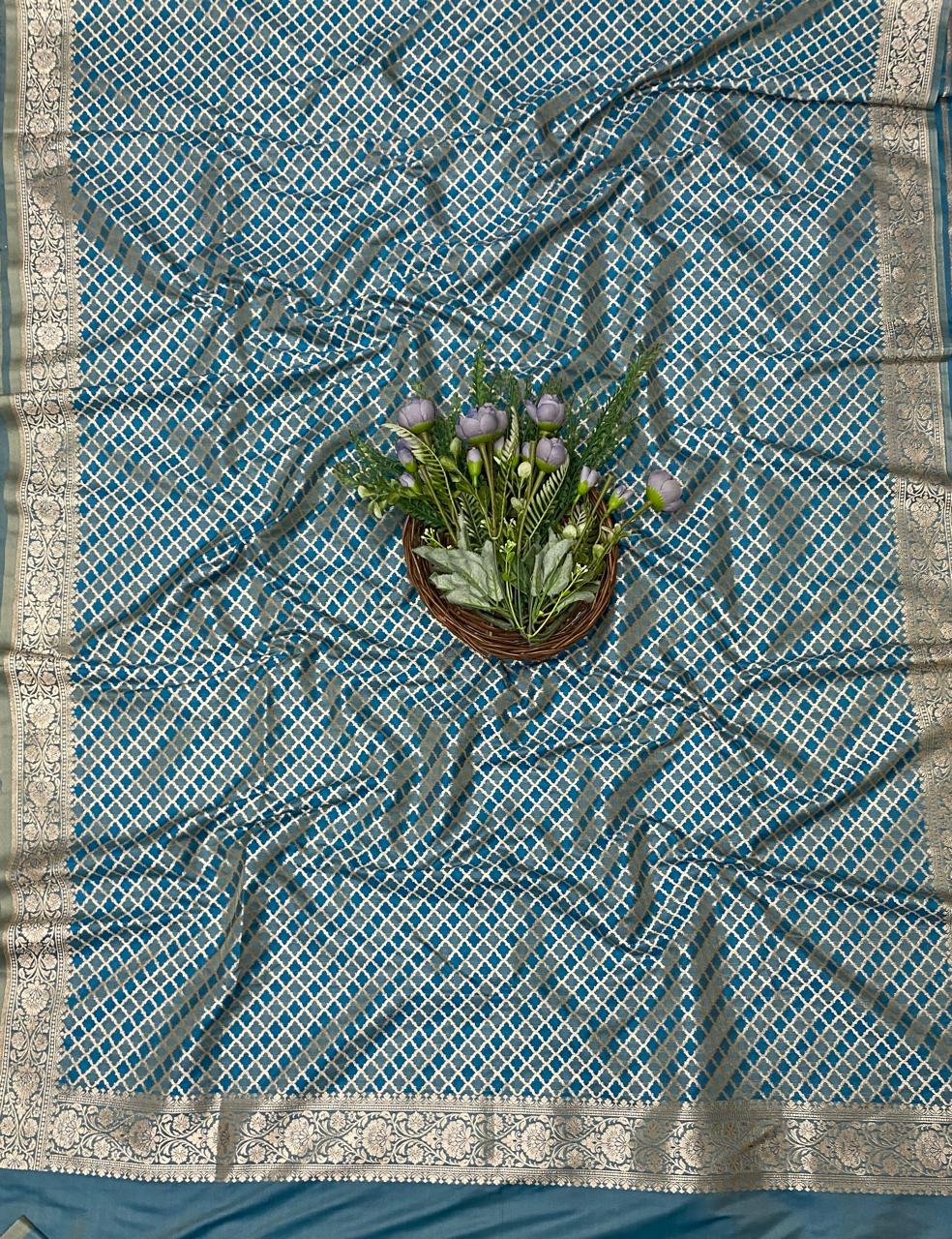 633C Banarasi Silk Blue Suit Fabric / CKC Banarasi Edit