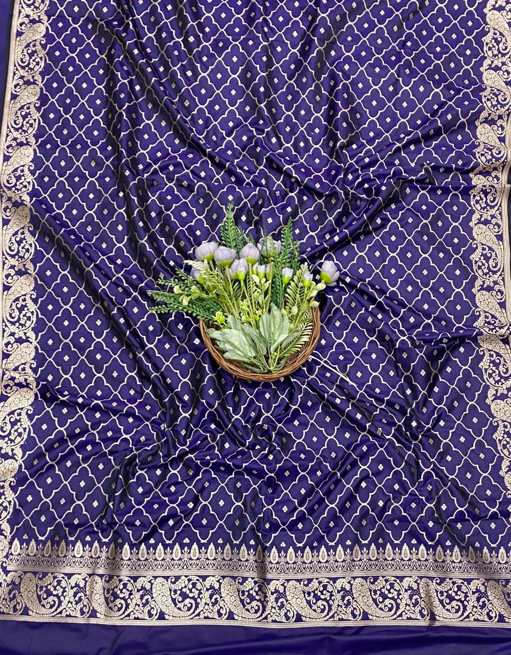 93D Banarasi Silk Navy Blue Suit Fabric / CKC Banarasi Edit