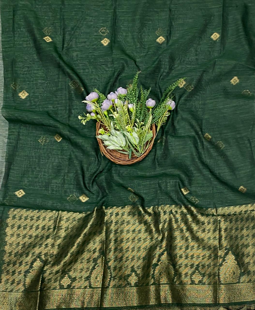 80D Jamdani Dark Green Suit Fabric / CKC Jamdani Suits