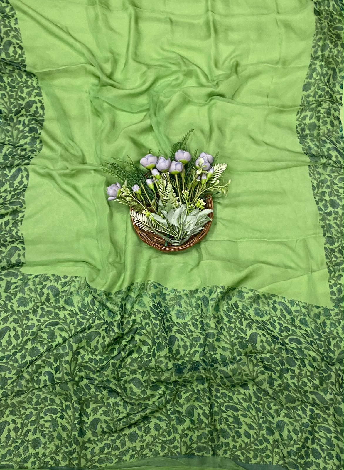 157D Dupion Silk Green Suit Fabric / CKC Banarasi Edit