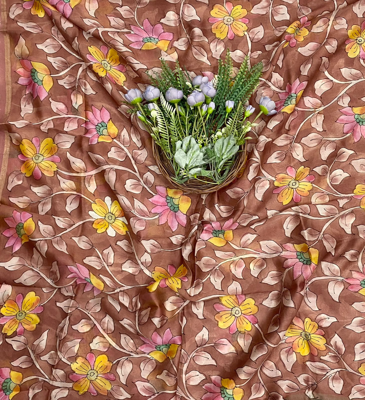 525D Pure Maheshwari Brown Suit Fabric / CKC Maheshwari Suits